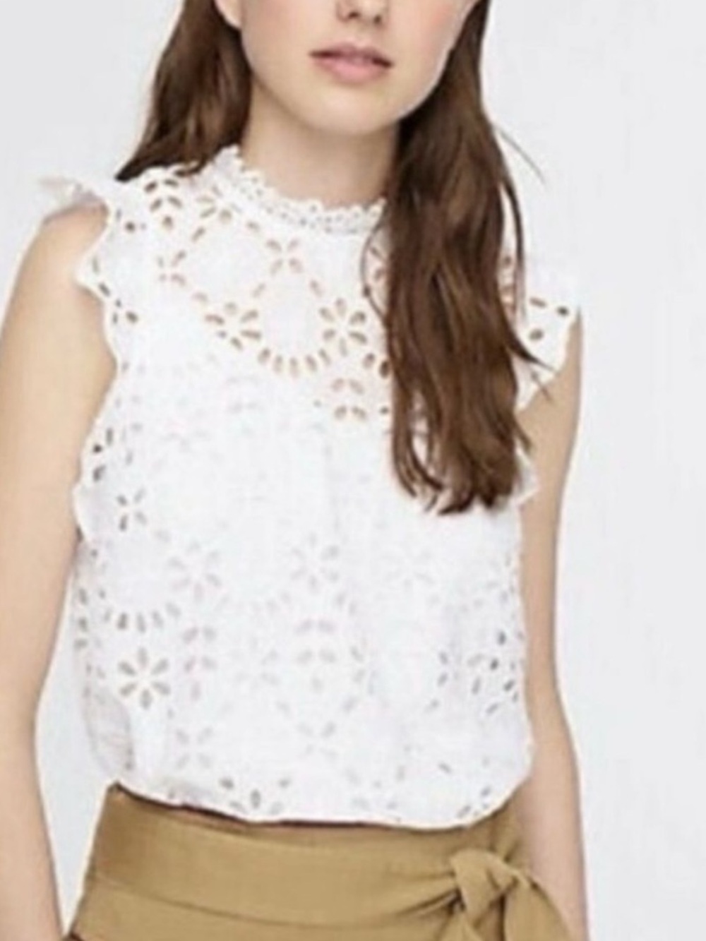 J. Crew Women’s White Eyelet Lace Sleeveless Top
